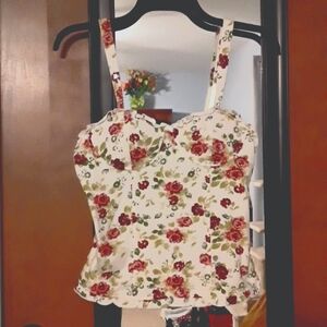 Mudd floral corset bustier tank top nwt L